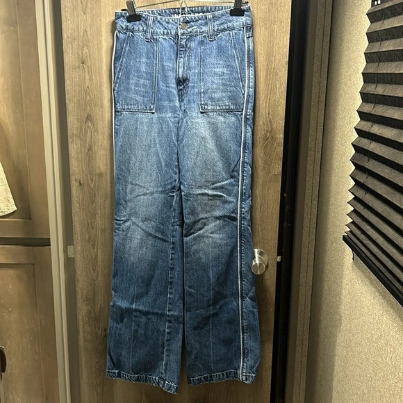 VOLCOM Retro Blue Wide Leg Flare Jeans - Picture 6 of 13